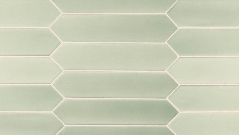 Picket Tile Arrow Mint Matte 2x10 for kitchen backsplash, bathroom, and shower walls