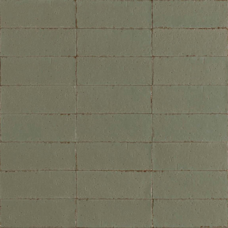 Glacier Italian Porcelain Subway Tile Muschio 3x8 Glossy for kitchen, bathroom, and showers