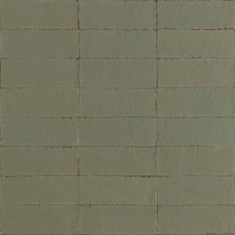 Glacier Italian Porcelain Subway Tile Muschio 3x8 Glossy for kitchen, bathroom, and showers