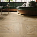 Charm Wood Look Porcelain Tile 36x36 One featured on a lounge floor