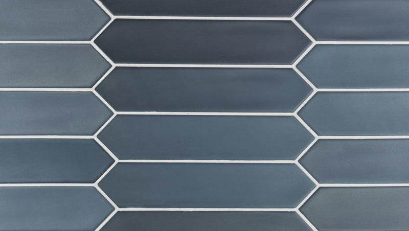 Picket Tile Arrow Navy Matte 2x10 for kitchen backsplash, bathroom, and shower walls