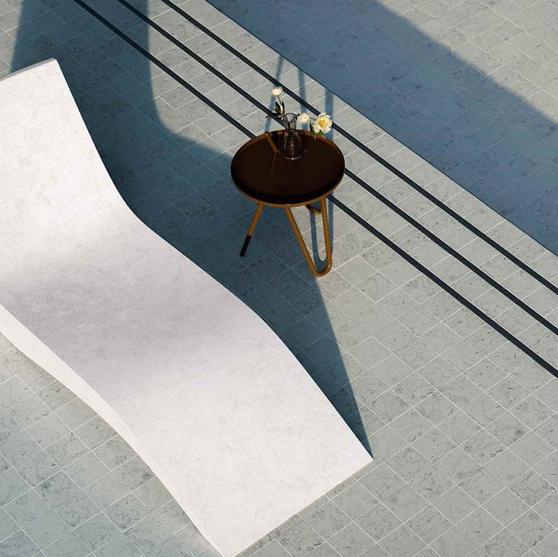 Elegant Grey 6x6 Matte Porcelain Tile featured on a swimming pool deck