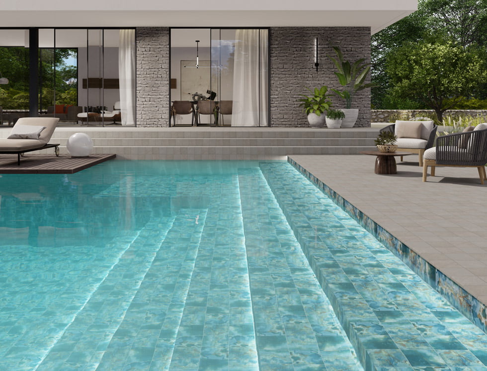 Porcelain Pool Tile Classic Color Reef 6x6