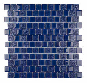 Glass Mosaic Tile Staggered Blue 1x1 for swimming pool and spas.