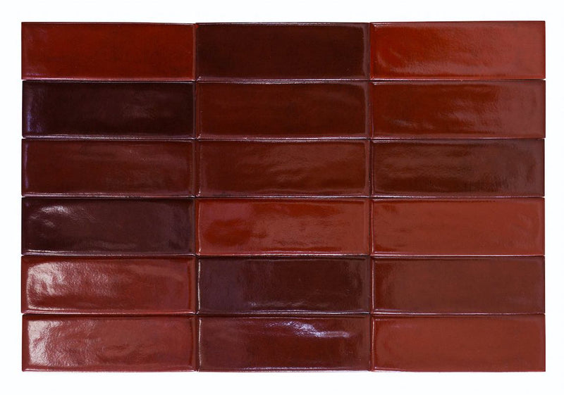 Petite Ville Subway Porcelain Tile Red 2x6 for bathroom and shower