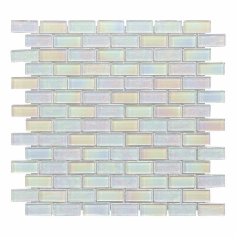 Reflections Iridescent Glass Tile White 1x2 for pools, spas, and bathrooms