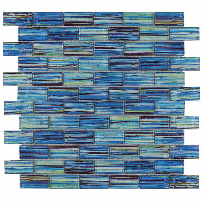 Glass Pool Mosaic Tile Waves Sea 1x2 for swimming pools and spas