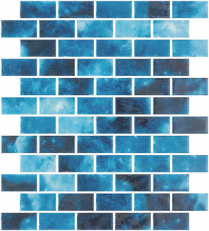 Recycled Glass Pool Mosaic Tile Seine 1x2 for the swimming pool, spa, water feature, Jacuzzis as well as interior applications such as bathroom, shower walls, and kitchen backsplash.