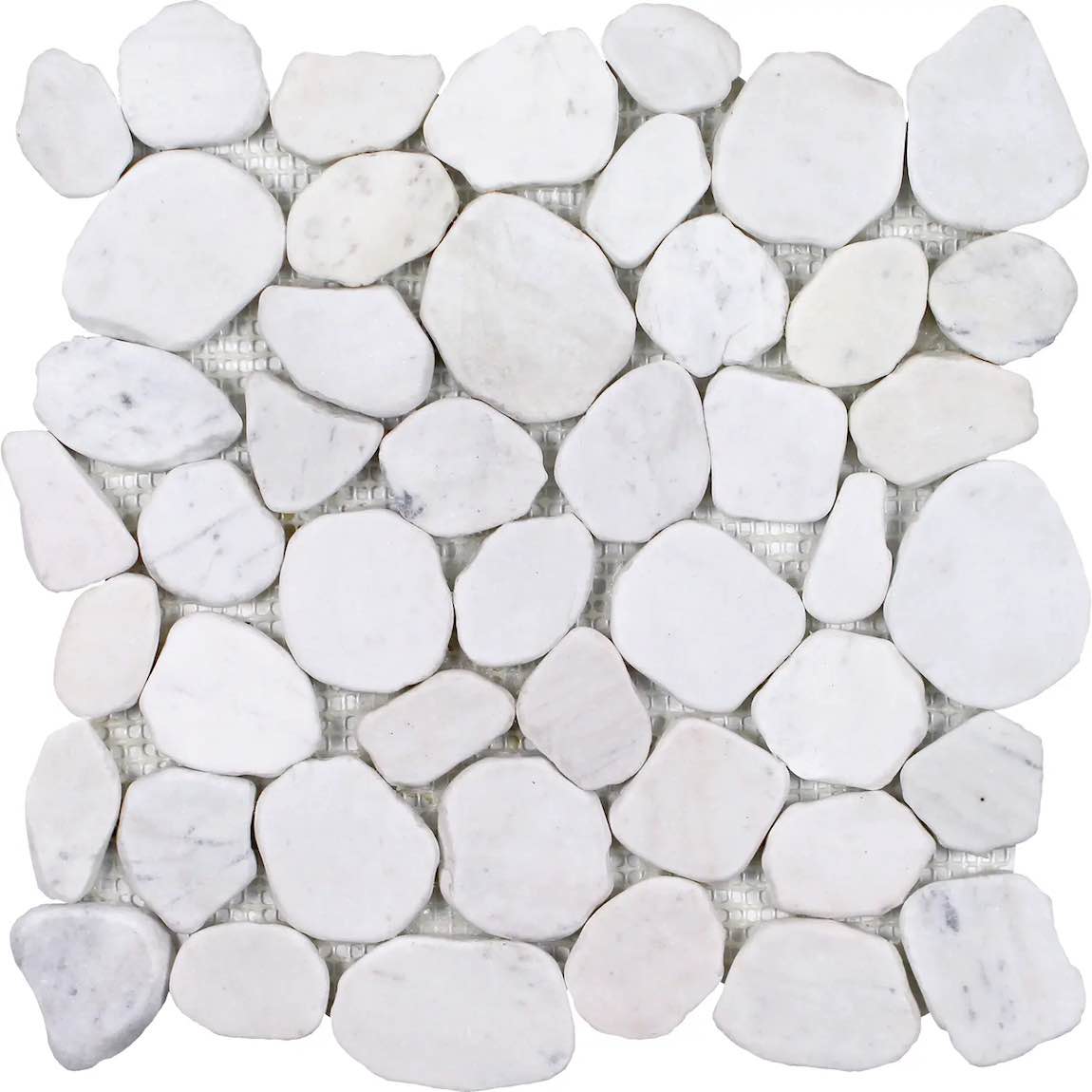Sliced White Pebble Stone Mosaic Tile