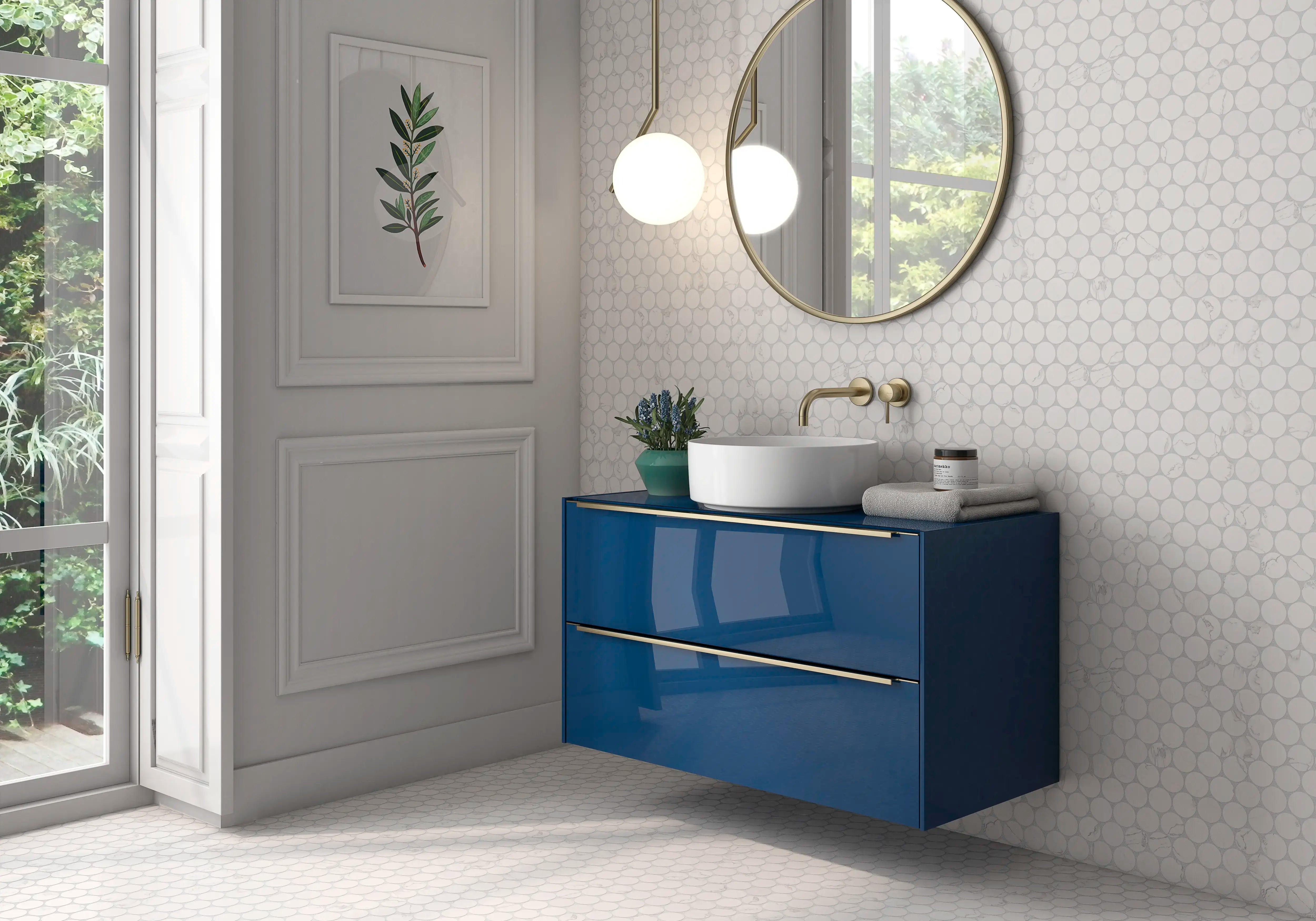 Statuary White Mosaic Tile Disks