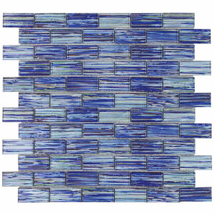 Glass Pool Mosaic Tile Waves Ultramarine 1x2 for pools and spas