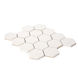 ColorClay Hexagon Handmade Mosaic Tile White Matte 11x13 for kitchen and bathroom