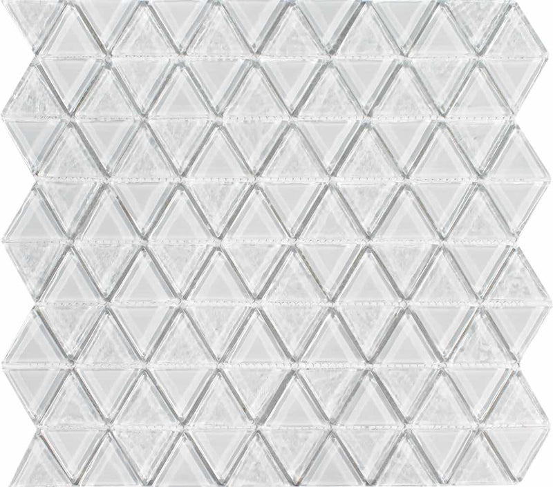 Beach Glass Tile Triangle Iridescent White