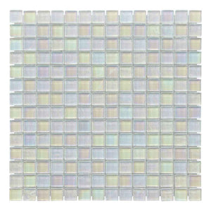 Reflections Iridescent Glass Tile White 1x1 for pools, spas, and bathrooms