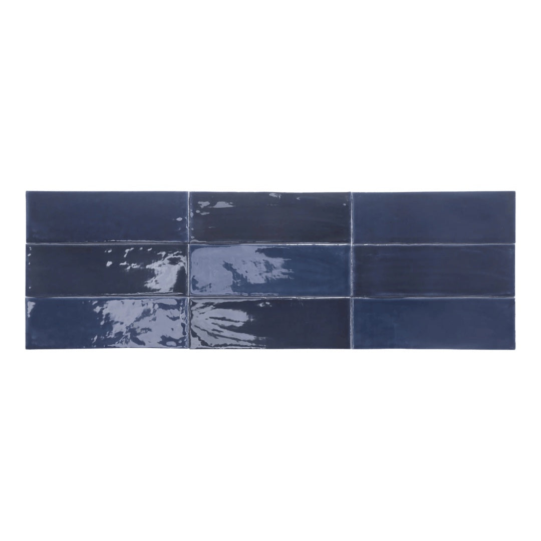 Nostalgia Subway Tile Blue Glossy 3x9 for kitchen backsplash, bathroom, and shower walls