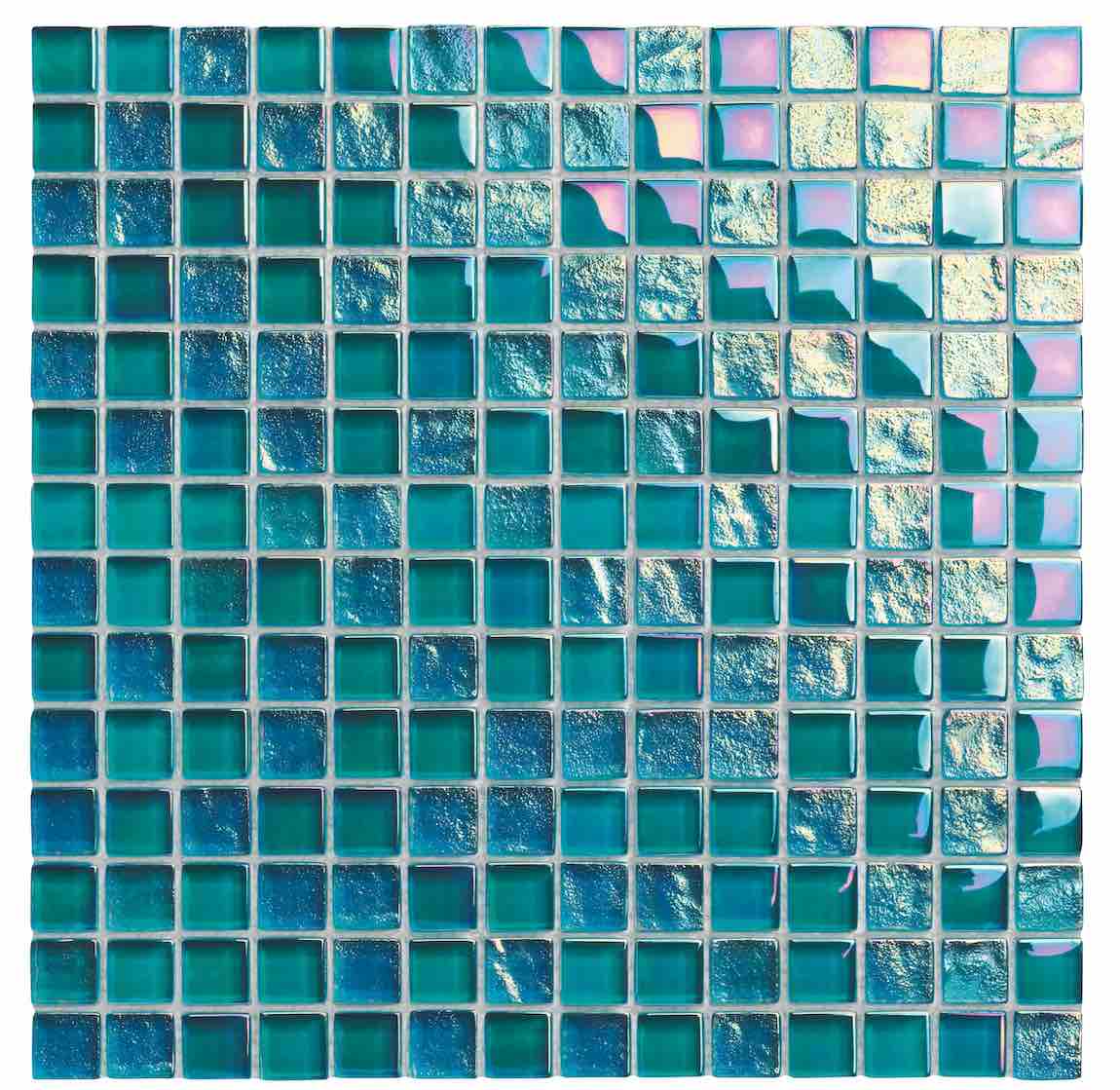 Reflections Iridescent Glass Tile Turquoise 1x1