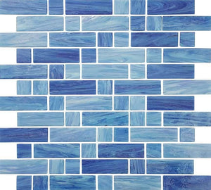 Glass Mosaic Tile Water Art Blue Mix