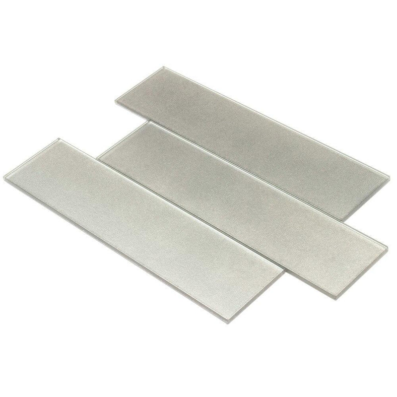 Glass Subway Tile Silver 3x12