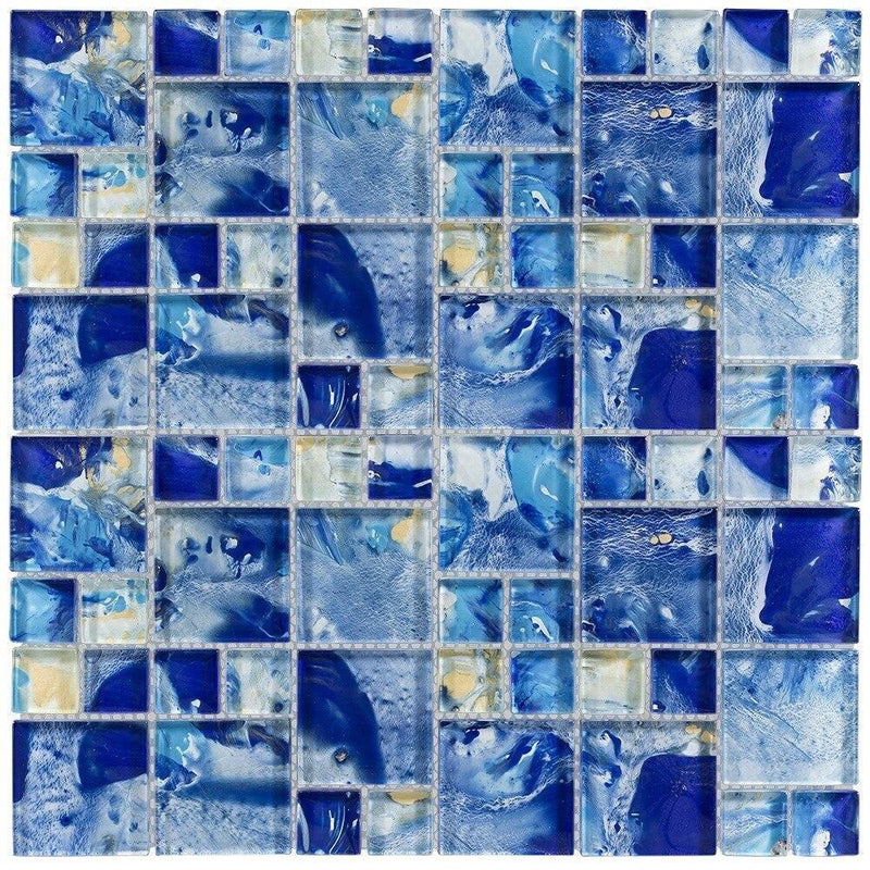 Pool Glass Tile Pattern Ocean Blue