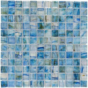 Clear Glass Mosaic Tile Stained Blue 12x12