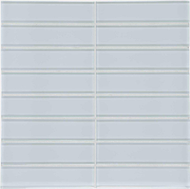 Glass Mosaic Tile Stacked Soft Blue 1.5 x 6