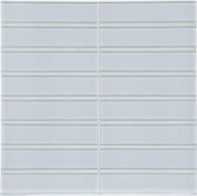 Glass Mosaic Tile Stacked Soft Blue 1.5 x 6