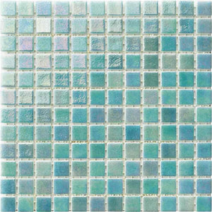 Iridescent Recycled Glass Tile Light Turquoise