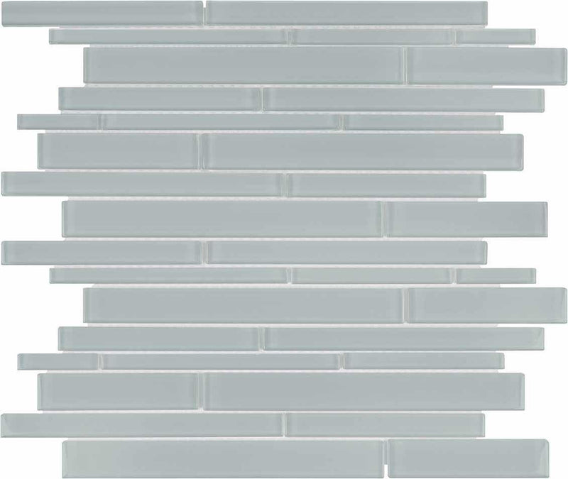 Glass Mosaic Tile Strip Tender Gray