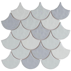 Scallop Ceramic Mosaic Wall Tile Mist