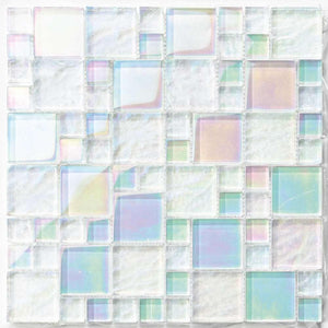 Glass Mosaic Pool Tile White Foam