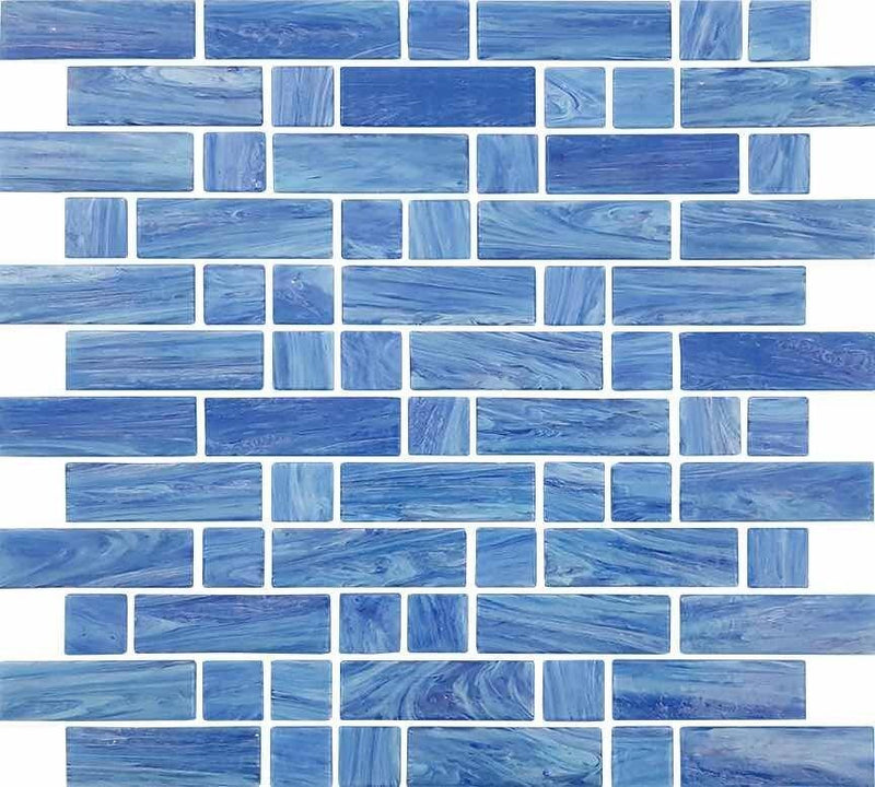 Glass Mosaic Tile Water Art Navy Blue Mix