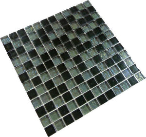 Iridescent Clear Glass Pool Tile Dark Blend 1 x 1