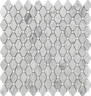 Carrara Small Rhombus Mosaic Tile
