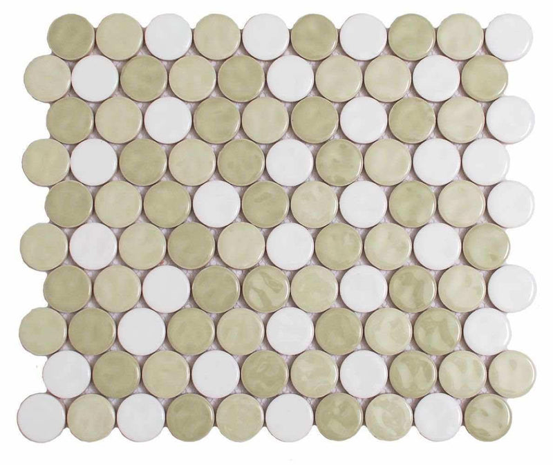 Penny Round Ceramic Mosaic Tile Greenware