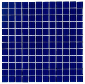 Glass Mosaic Tile Backsplash Cobalt 1x1