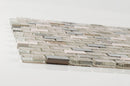 Mini Brick Glass Stainless Steel Tile Taupe