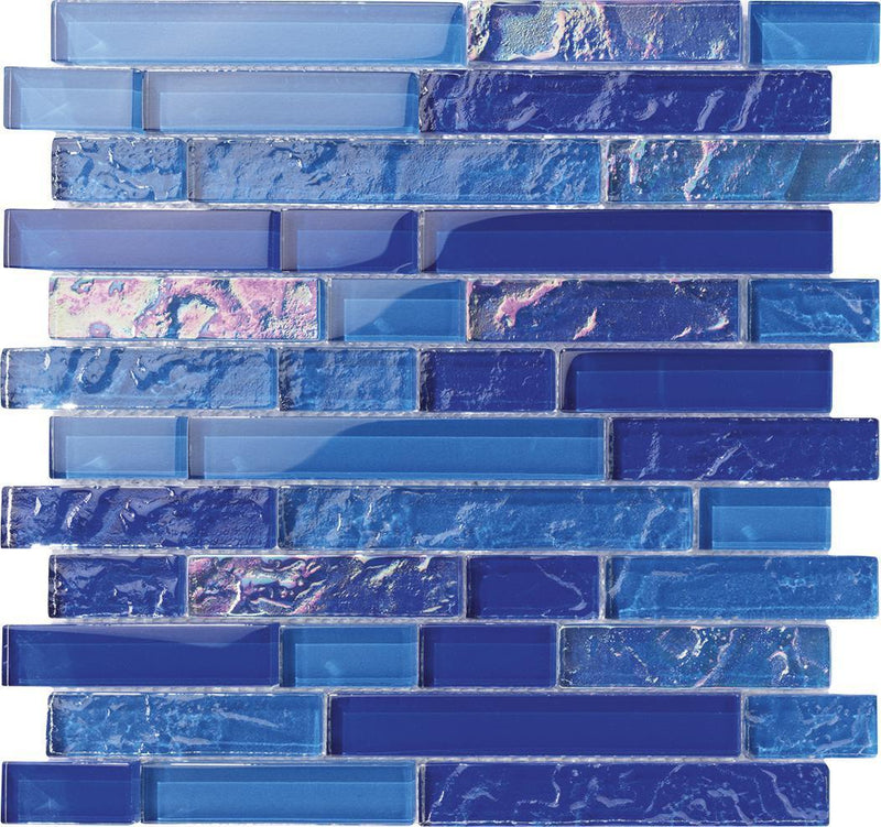 Glass Pool Mosaic Tile Bahamas Linear Blend