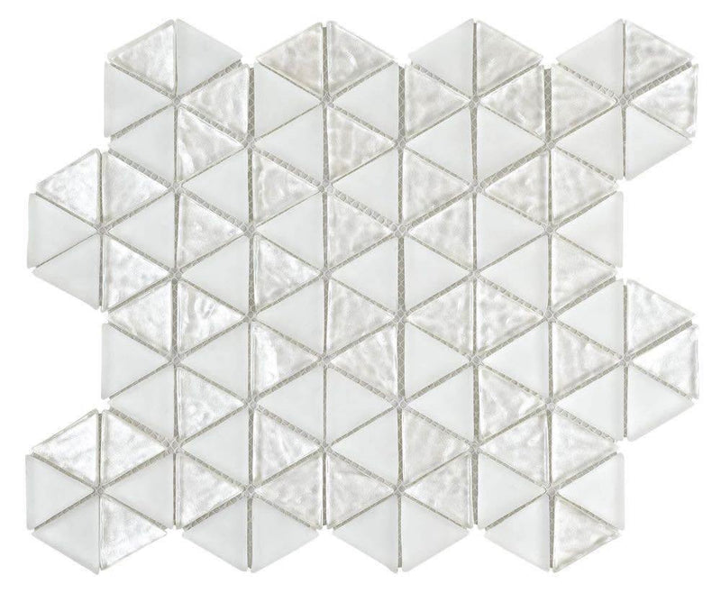 Glass Mosaic Tile Triangle White Pearl