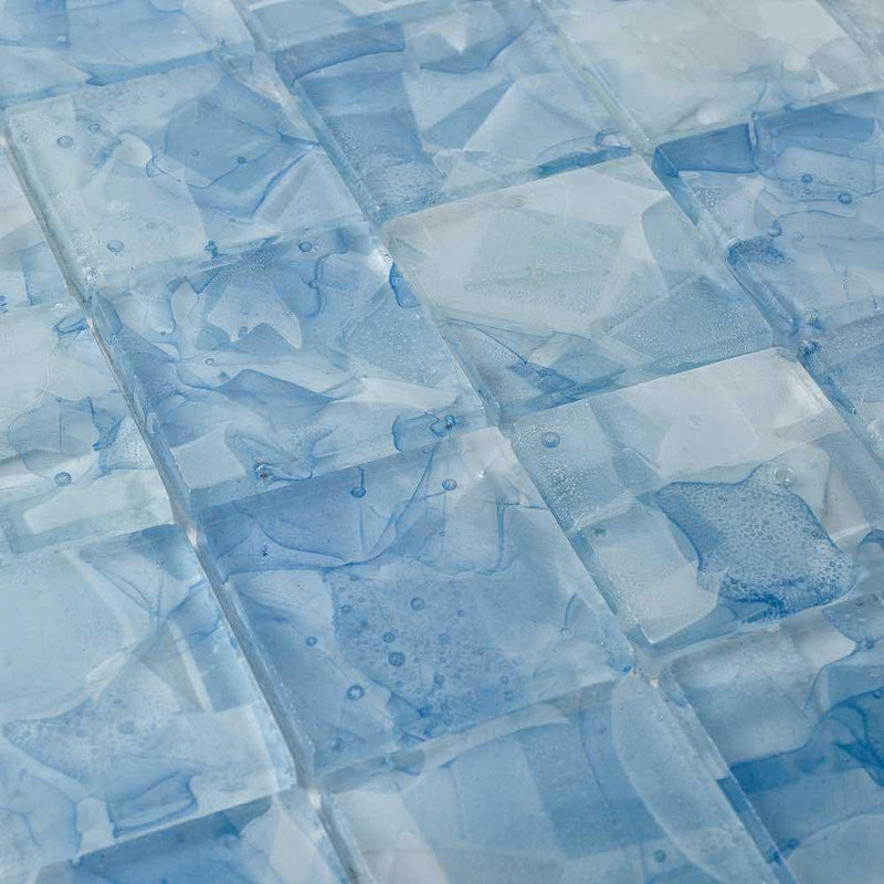 Liquid Glass Mosaic Tile Blue 2 x 2