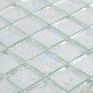 Iridescent Glass Mosaic Tile Clear 2x2