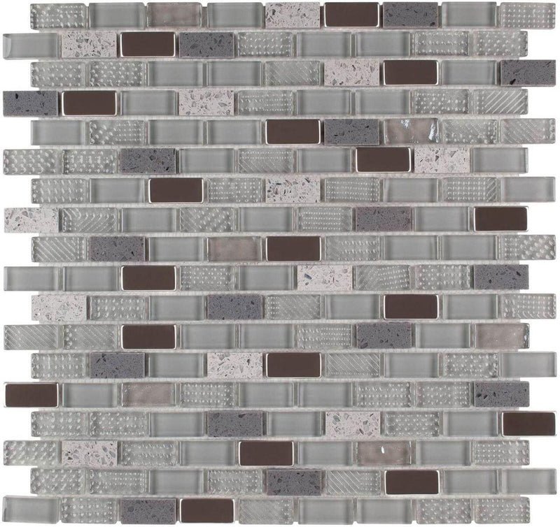 Mini Brick Glass Stainless Steel Tile Cement