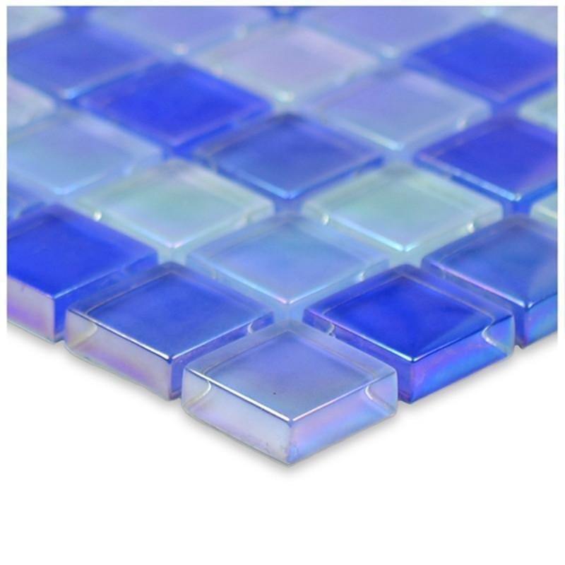 Glass Pool Tile Shimmer Navy Blue 1 x 1