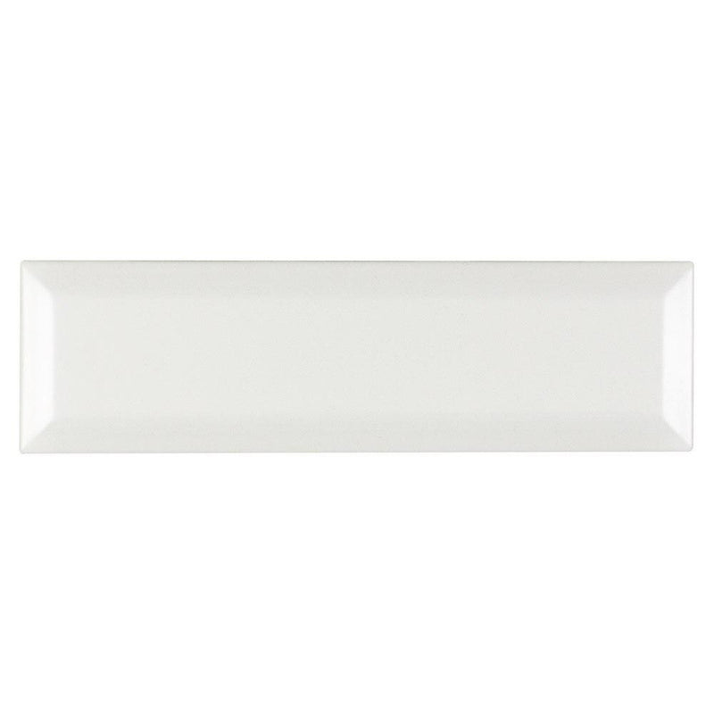 Subway Ceramic Tile White Matte Beveled 3 x 10