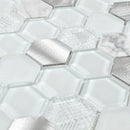 Glass Metal Mosaic Tile Aluminum Hexagon White