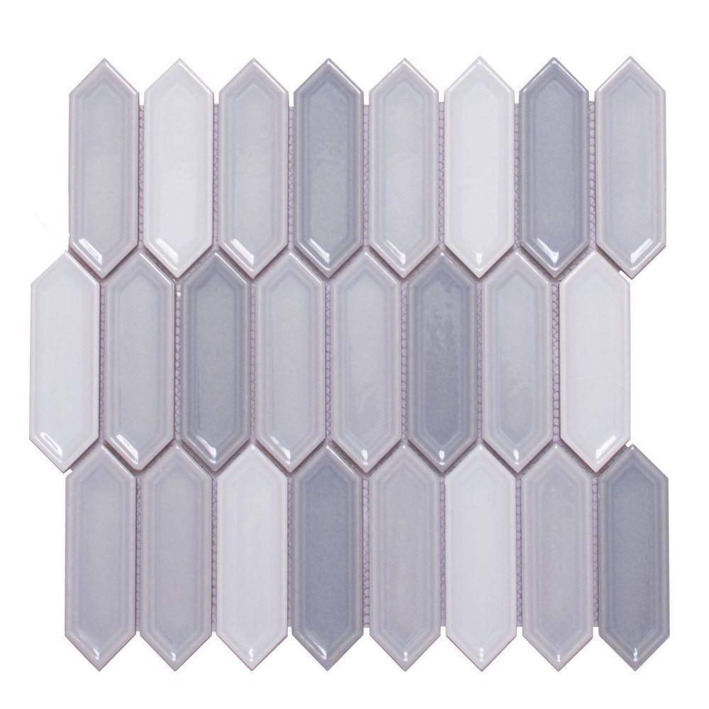 Picket Ceramic Mosaic Wall Tile Gray