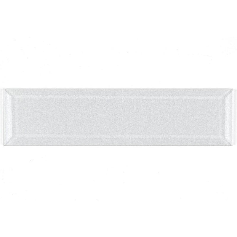 Beveled Glass Subway Tile White 3x12