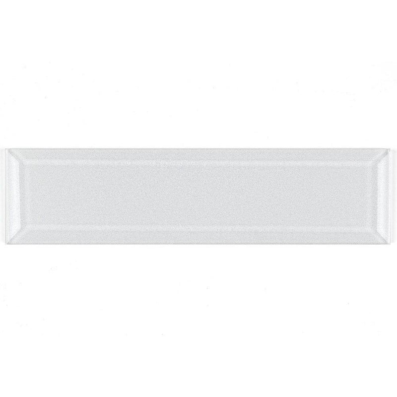 Beveled Glass Subway Tile White 3x12