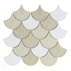 Scallop Ceramic Mosaic Wall Tile Greenware