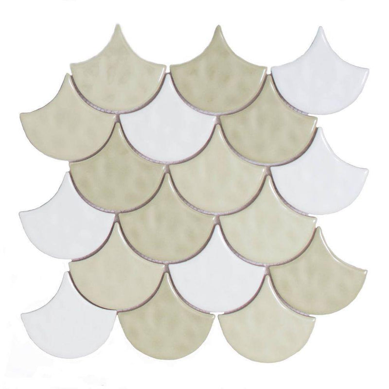 Scallop Ceramic Mosaic Wall Tile Greenware