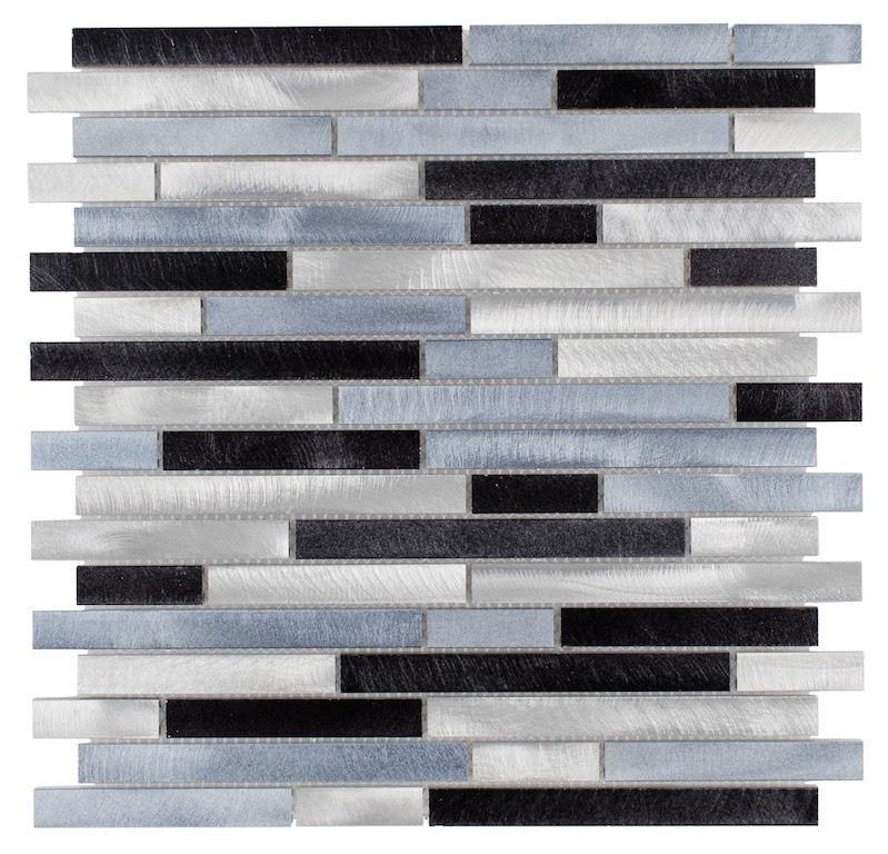 Aluminum Mosaic Tile Interlocking Black Mix